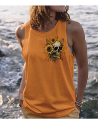She Is Sunshine Sunflower Skull Tank Top