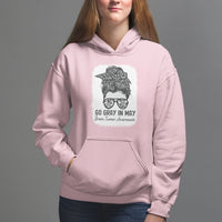 Brain Cancer Hoodie Brain Cancer Awareness Shirt Go Gray In May Messy Bun Womens - Wonder Print Shop