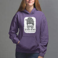Brain Cancer Hoodie Brain Cancer Awareness Shirt Go Gray In May Messy Bun Womens - Wonder Print Shop