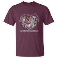 Brain Cancer T Shirt Brain Cancer Awareness Support Hope Courage Grey Ribbon - Wonder Print Shop