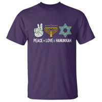 Peace Love Hanukkah Retro Chanukah Jewish Menorah Star of David T Shirt - Wonder Print Shop