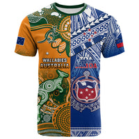 Custom Australia Wallabies And Toa Samoa Rugby T Shirt Aboriginal Mix Polynesian - Wonder Print Shop