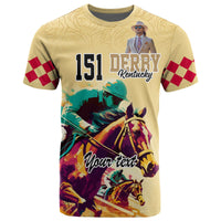 Custom Photo Kentucky Horse Racing T Shirt Derby Anniversary Art Gold Version