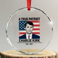 A True Patriot Memorial Crystal Glass Ornament Charlie Kirk Legacy The Greatness of Our Nation TS02