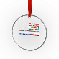 AAPI Heritage Month Crystal Glass Ornament Asian American and Pacific Islander USA Flag - Wonder Print Shop