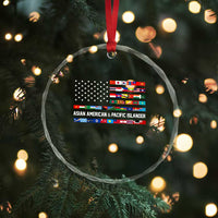AAPI Heritage Month Crystal Glass Ornament Asian American and Pacific Islander USA Flag TS02