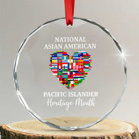 AAPI Heritage Month Crystal Glass Ornament National Asian American and Pacific Islander Countries Flag Heart TS02
