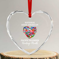 AAPI Heritage Month Heart Crystal Glass Ornament National Asian American and Pacific Islander Countries Flag Heart - Wonder Print Shop