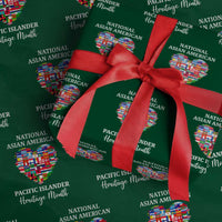 AAPI Heritage Month Wrapping Paper Roll National Asian American and Pacific Islander Countries Flag Heart - Wonder Print Shop