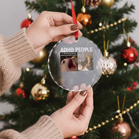 ADHD Cat Meme Crystal Glass Ornament Funny Panic Cat Mental Health Awareness TS10