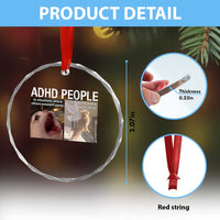 ADHD Cat Meme Crystal Glass Ornament Funny Panic Cat Mental Health Awareness TS10