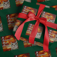 ADHD Cat Meme Wrapping Paper Roll Funny Kitty Flames Neurodivergent Gen Z - Wonder Print Shop