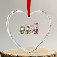 Adorable Patriotic Eagle 250 Years Of Freedom Heart Crystal Glass Ornament USA Anniversary Gift