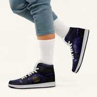 African American Buffalo Soldier High Sneakers AJ1 We Can We Will - Navy Blue LT15