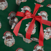 African American Christmas Retro Patchwork Black Santa Wrapping Paper Roll - Wonder Print Shop