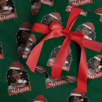 African American Christmas Wrapping Paper Roll Santa's Favorite Melanin Santa Girl - Wonder Print Shop