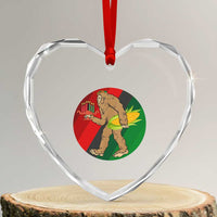 African American Holiday Gift Heart Crystal Glass Ornament Retro Sunset Bigfoot With Kwanzaa Candle - Wonder Print Shop