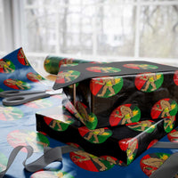 African American Holiday Gift Wrapping Paper Roll Retro Sunset Bigfoot With Kwanzaa Candle - Wonder Print Shop