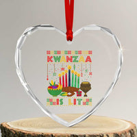 African American Kwanzaa Is Lit Heart Crystal Glass Ornament - Wonder Print Shop