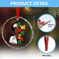 African American Nurse Crystal Glass Ornament Joyful Kwanzaa Celebration Gift - Wonder Print Shop