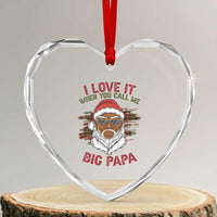 African American Santa Kwanzaa Heart Crystal Glass Ornament I Love It When You Call Me Big Papa - Wonder Print Shop