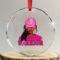 African American Warrior Breast Cancer Crystal Glass Ornament Pink Ribbon TS11
