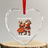 African American Xmas Heart Crystal Glass Ornament Ain't Nothin' But A Christmas Party Mr Mrs Claus Dancing - Wonder Print Shop