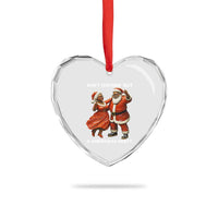 African American Xmas Heart Crystal Glass Ornament Ain't Nothin' But A Christmas Party Mr Mrs Claus Dancing - Wonder Print Shop