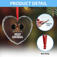African American Xmas Heart Crystal Glass Ornament Cute Black Girl Kids Merry Christmas - Wonder Print Shop
