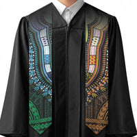 African Dashiki and Polynesian Pattern Graduation Stole Half Green-Gold