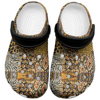 African Tribal Pattern With Wild Animal Skins Clogs Shoes - Wonder Print Shop