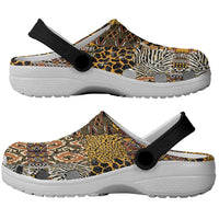African Tribal Pattern With Wild Animal Skins Clogs Shoes - Wonder Print Shop