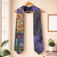 African Violets Flowers Graduation Stole Mix Native Tribal Pattern
