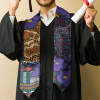 African Violets Flowers Graduation Stole Mix Native Tribal Pattern