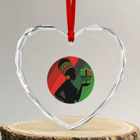 African Woman With Kinara Heart Crystal Glass Ornament Happy Kwanzaa Cultural Pride Gift - Wonder Print Shop