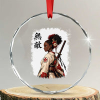 Afro African Pride Samurai Black Girl Crystal Glass Ornament Vintage Japanese Sumie Katana Graphic