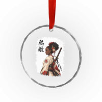 Afro African Pride Samurai Black Girl Crystal Glass Ornament Vintage Japanese Sumie Katana Graphic
