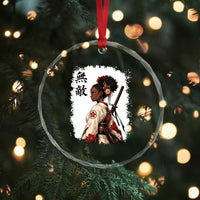 Afro African Pride Samurai Black Girl Crystal Glass Ornament Vintage Japanese Sumie Katana Graphic
