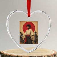 Afro American Samurai Bushido Warrior Heart Crystal Glass Ornament Vintage Japanese Ukiyoe Graphic