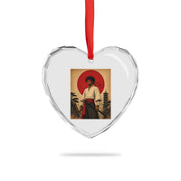 Afro American Samurai Bushido Warrior Heart Crystal Glass Ornament Vintage Japanese Ukiyoe Graphic