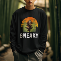 Bigfoot Sneaky Sweatshirt Funny Sasquatch Hiding Retro Forest - Wonder Print Shop