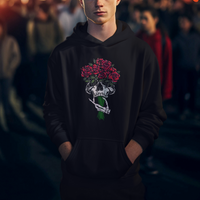 Skeleton Hand Red Rose Flowers Skull Hoodie - Wonder Print Shop