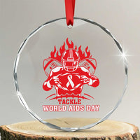 AIDS Awareness Crystal Glass Ornament Ribbon HIV Tackle Football Gift TS12