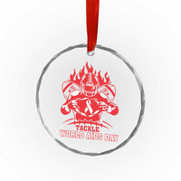 AIDS Awareness Crystal Glass Ornament Ribbon HIV Tackle Football Gift - Wonder Print Shop