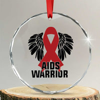 Aids Warrior Crystal Glass Ornament Red Ribbon HIV Awareness Gift TS12