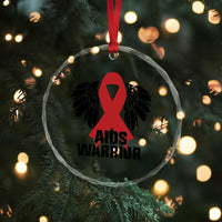 Aids Warrior Crystal Glass Ornament Red Ribbon HIV Awareness Gift - Wonder Print Shop