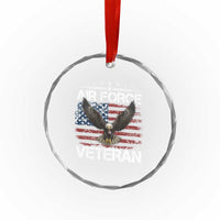 Air Force Veteran Crystal Glass Ornament Bald Eagle Vintage American Flag TS11