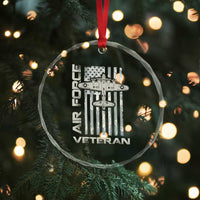Air Force Veteran Crystal Glass Ornament Vintage Camo USA Flag Veterans - Wonder Print Shop