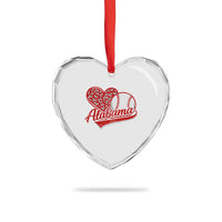 Alabama Fan Heart Crystal Glass Ornament AL Baseball Heart Graphic Sports Style 80s 90s