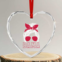 Alabama Fan Heart Crystal Glass Ornament Bama Football Lover Game Day Messy Bun - Wonder Print Shop